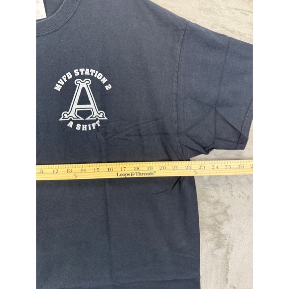 VTG Gildan MVFD Station 2 A Shift Black Cloud Firefighter Graphic T-Shirt  XL - Picture 4 of 7